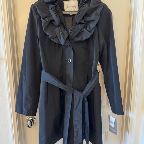 Waterproof Jackets & Blazers - Women's Black Ruffled Trench Coat Waterproof